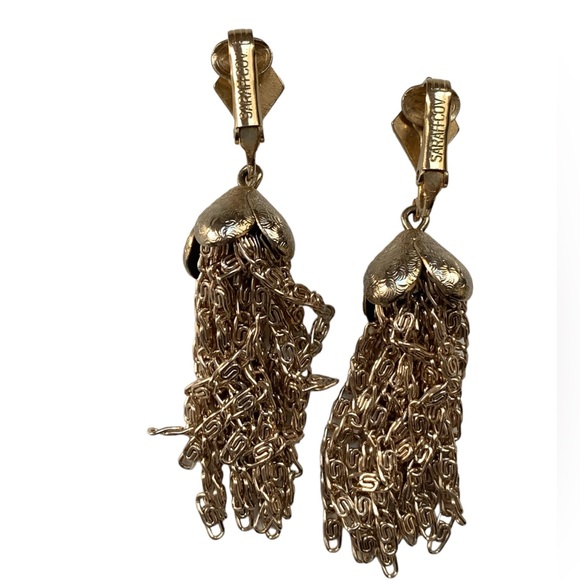 Sarah Coventry Light Gold Clip-On Dangle Chain Earrings Woman’s Jewelry - Picture 3 of 7